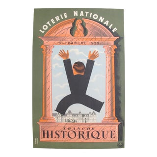 1939 French Loterie National Poster, Tranche Historique For Sale