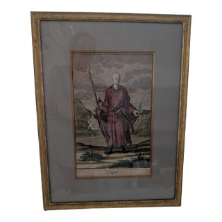 Antique 18thC Jeremias Wolff Hand-Colored Etching Japo For Sale