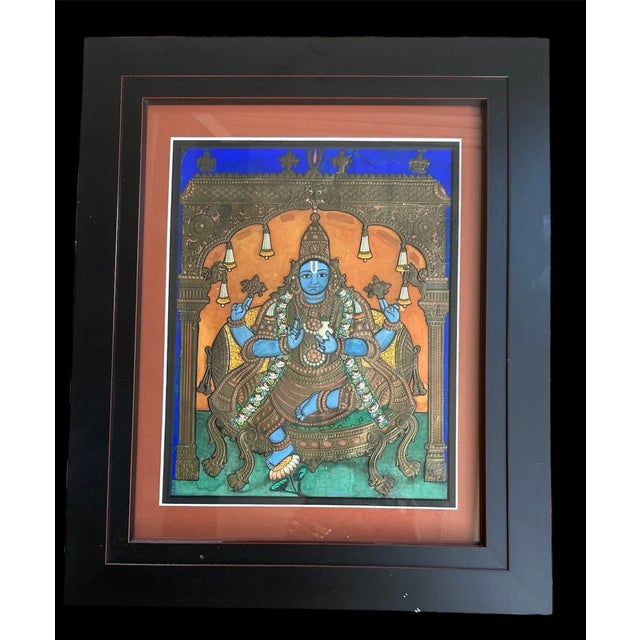 Early 20th Century. From Thanjavur (Tanjore), South India Approximately: framed - 17.25x14.25 inch. Sight - 13.5 x 9.5...