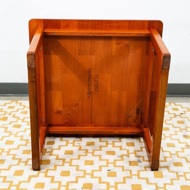 1960s Mid Century Danish Modern End Tables Side Nightstands Teak Square Niels Bach MCM For Sale - Image 11 of 12