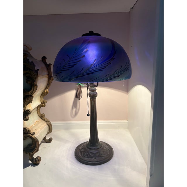 Signed Lundberg Studios Art Glass Lamp For Sale - Image 12 of 12