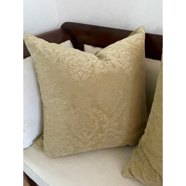 Shabby Chic Pair of Cut Velvet Pillow Feather Down Inserts For Sale - Image 3 of 5