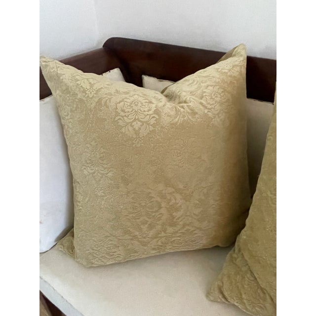 Shabby Chic Pair of Cut Velvet Pillows Feather Down Inserts For Sale - Image 3 of 5