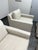 Restoration Hardware Slipcover Belgian Linen Shelter Armchairs + Ottomans, Set For Sale - Image 9 of 12