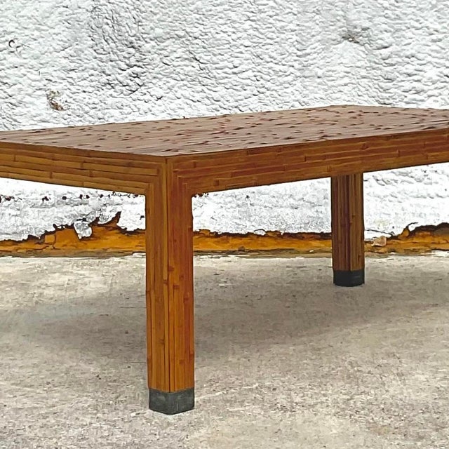 Late 20th Century Vintage Coastal Split Bamboo Coffee Table For Sale - Image 11 of 12