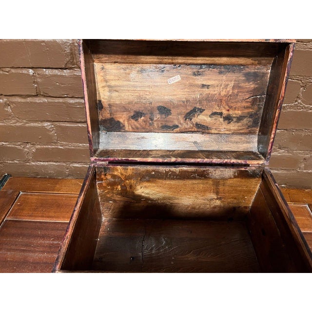 Vintage Chinese Cultural Revolution Relief Lacquer Trunk Box Raised Pomegranate For Sale - Image 11 of 12