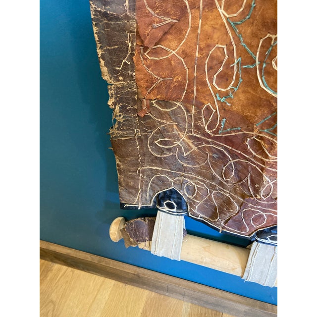 Vintage Handcrafted Leather Folk Art Wall Hanging For Sale - Image 11 of 12