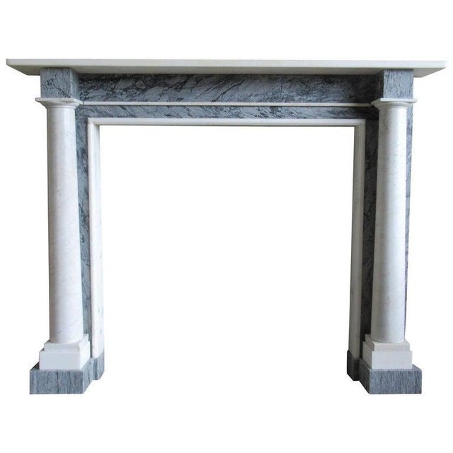 Stone 19th Century White Bardiglio Marble Column Fireplace For Sale - Image 7 of 7