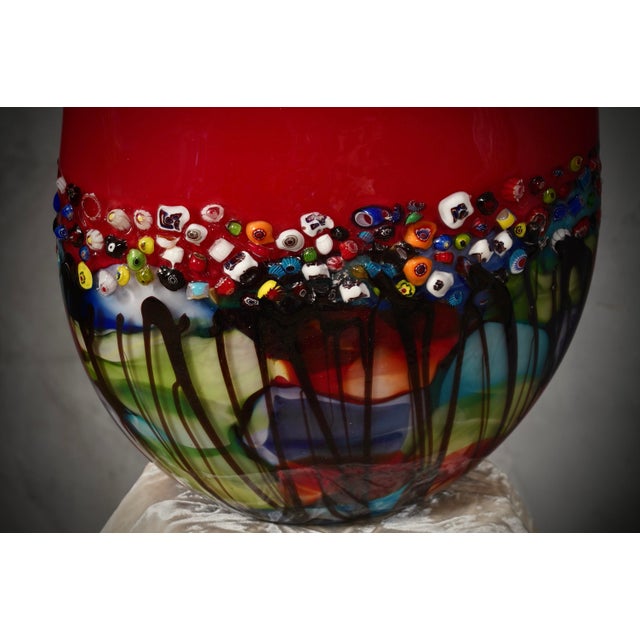 Mid-Century Modern Mid-Century Murano Murrina Art Glass Vase, 1980s For Sale - Image 3 of 9