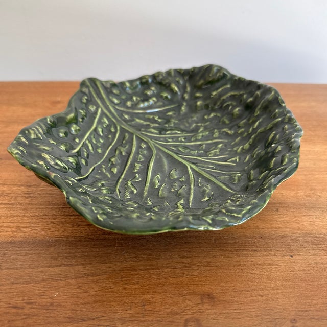English Vintage Dark Green Cabbage Bowl For Sale - Image 3 of 7