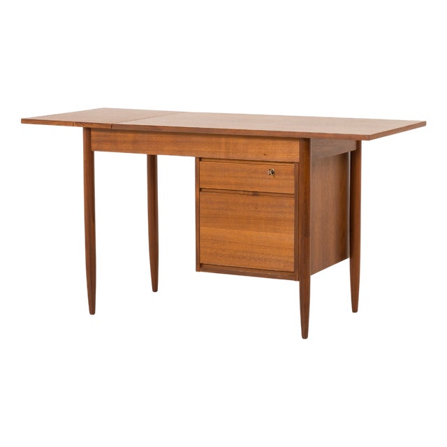 Mid-Century Modern Teak Desk with Extension from Austvoll Møbelfabrikk, Norway, 1960s For Sale