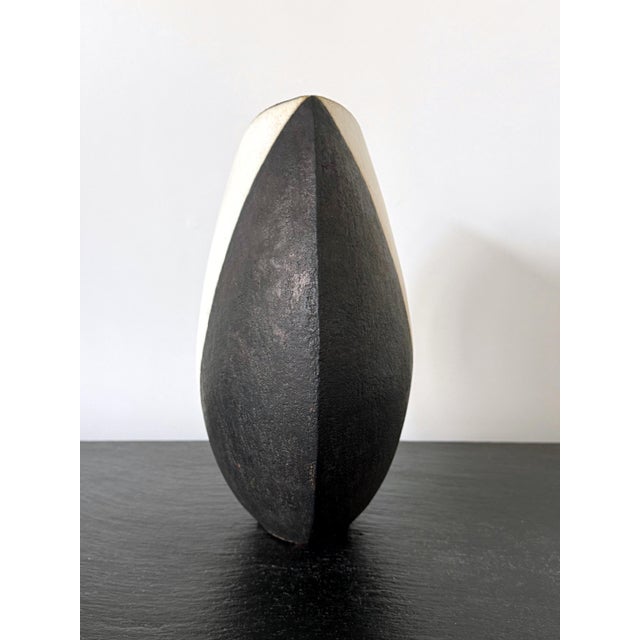 Ceramic Large Ceramic Vase with Black and White Glaze by John Ward For Sale - Image 7 of 14