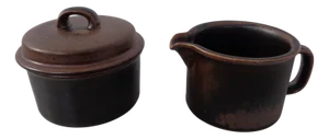 Finnish Ruska Milk Jug and Sugar Pot by Ulla Procope for Arabia, 1960s, Set of 2