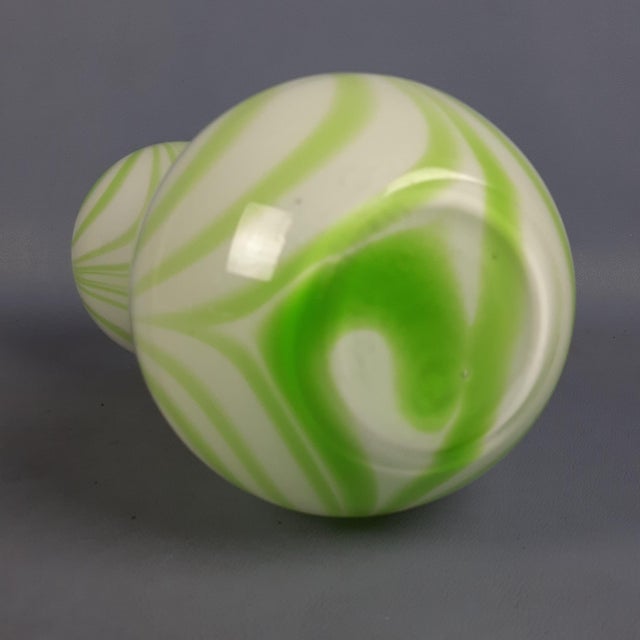 Murano Glass Vase with Opaline White and Green Festoon Design from Carlo Moretti, 1970s For Sale - Image 6 of 11