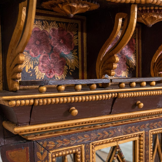 Early 20th Century Hand Carved & Painted Rajasthani Wooden Wall Cabinet For Sale - Image 10 of 18