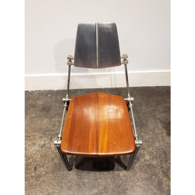 Wood 1980s Attributed to Robert Josten Aluminum and Cherry Postmodern Industrial Dining Chairs Set of 8 For Sale - Image 7 of 11