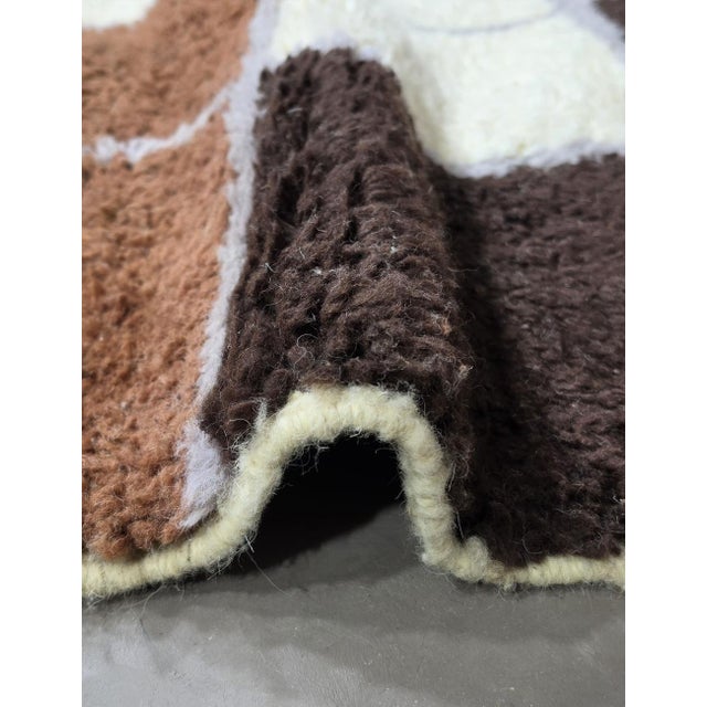 2020s Brown Checkered Moroccan Rug - 9.8 X 8.5 Ft For Sale - Image 5 of 8