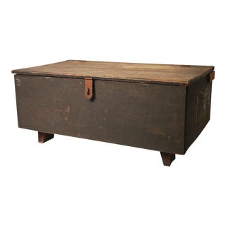 Vintage Dovetailed Wood Chest with Hinged Lid For Sale