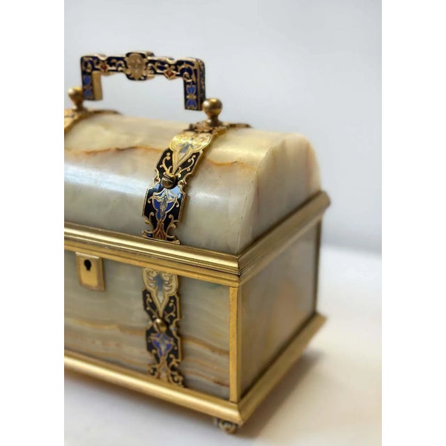 French French Late 19th Century Onyx Champlevé Jewelry Box For Sale - Image 3 of 6