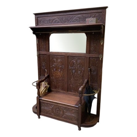 Antique Wardrobe with Chests and Bench, 1890s For Sale