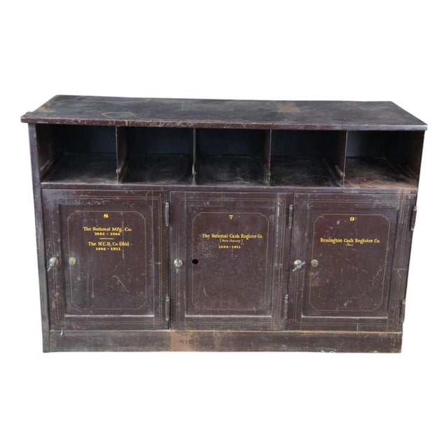 Antique NCR National Cash Register Industrial Iron Steel Safe Cabinet For Sale