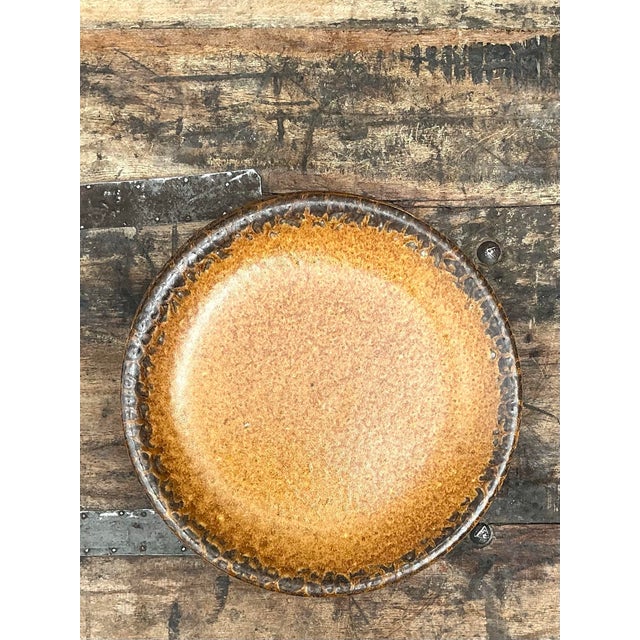 Vintage Mid-Century Modern Glazed Ceramic Dinner Plates - Set of 10 For Sale - Image 10 of 12