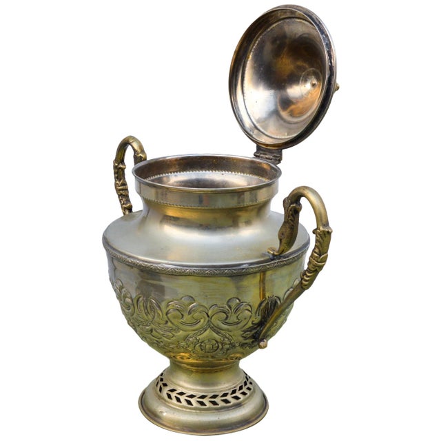 Mid 20th Century Hand-Engraved Moroccan Brass Urn For Sale - Image 5 of 9