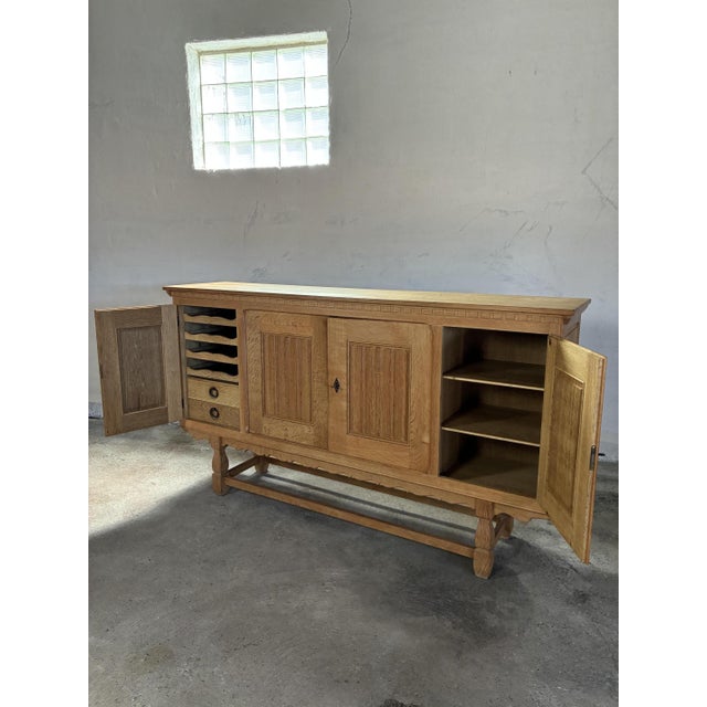 Wood Oak Credenza in the style of Kjærnulf, 1970s For Sale - Image 7 of 14