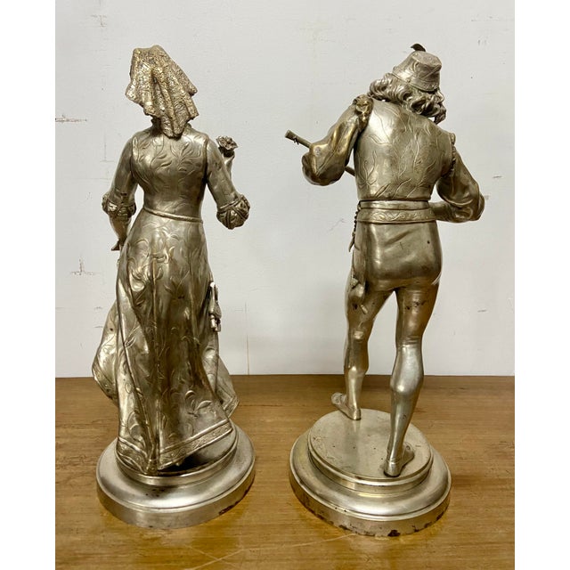 Belle Époque Silvered Bronze Sculptures from Adrien Etienne Gaudez, 1890s, Set of 2 For Sale - Image 12 of 14
