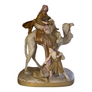 Antique Royal Dux Bohemia Porcelain Sculpture Bedouin Arab on Camel Made in Czechoslovakia 1920s For Sale