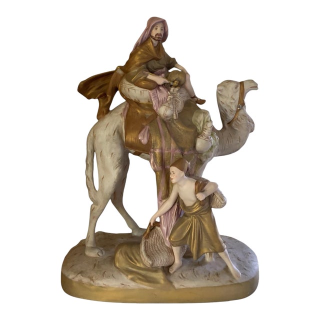 Antique Royal Dux Bohemia Porcelain Sculpture Bedouin Arab on Camel Made in Czechoslovakia 1920s For Sale