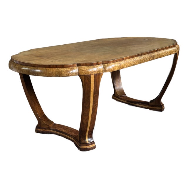 Early 20th Century Scalloped Period Art Deco Dining Table For Sale