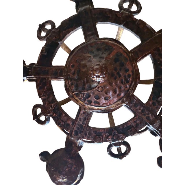 Early 20th Century Spanish Revival Gargoyle Chandelier in Bronze Original Patina For Sale - Image 10 of 12