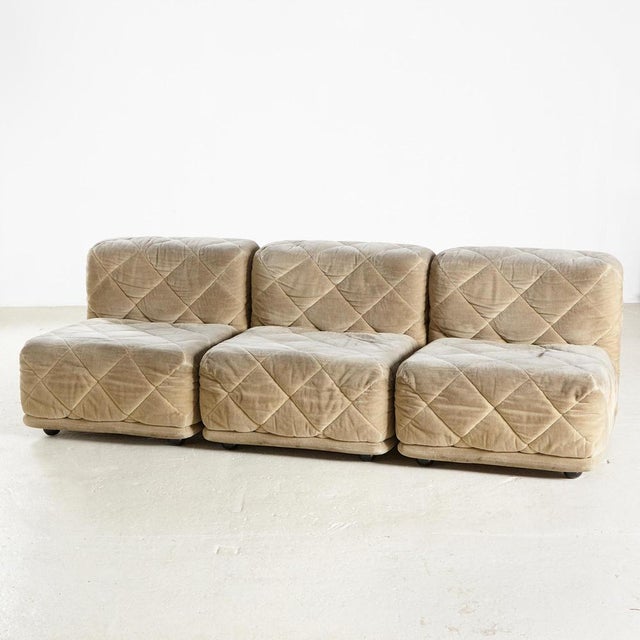 Three-seater ‘Rhombos’ modular sofa set with comfortable textile upholstery from the 1970s, designed by Karl Wittmann for...