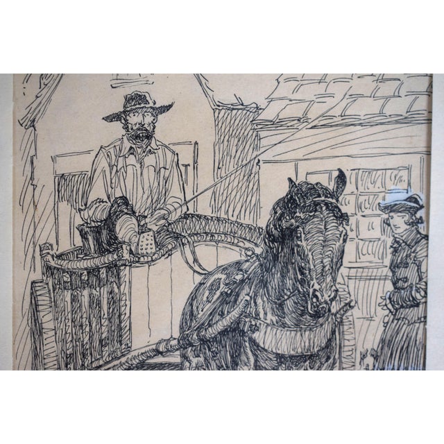 Drawing/Sketching Materials Mid 20th Century Paul Brown Pen & Ink Drawing of the Godolphin Mare For Sale - Image 7 of 8