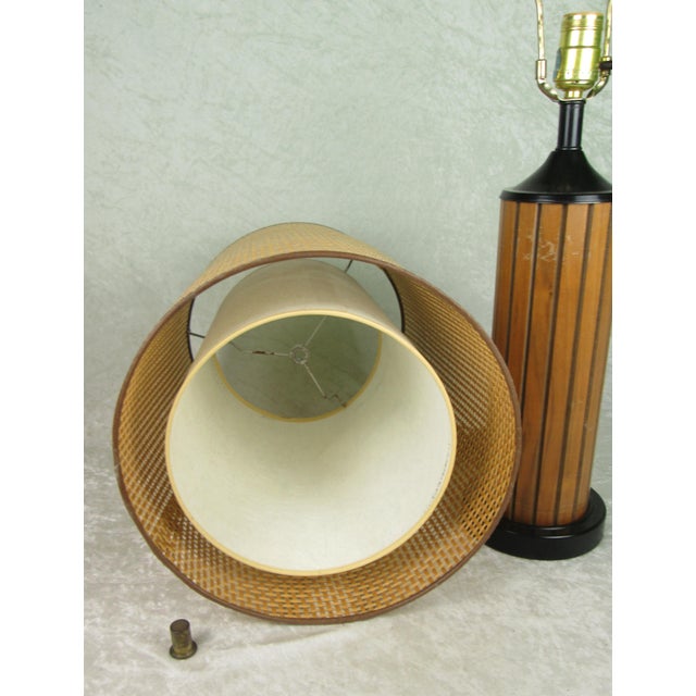 Mid 20th Century Mid Century Modern Gruvwood Lamp Walnut and Black Metal Base For Sale - Image 12 of 14