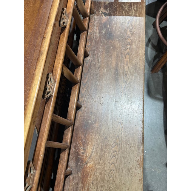 Vintage Rustic Chinoiserie Teak Bench W Two Drawers For Sale - Image 17 of 17