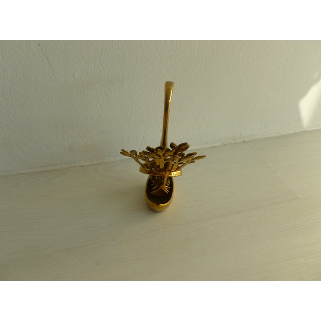 Vintage 1970's Brass Plated Metal Swan Vessel Bowl With !0 Serving Spoons For Sale - Image 15 of 17