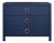 Matthew Izzo Home Getty Navy Linen Three Drawer Chest With Antique Brass Circle Hardware For Sale