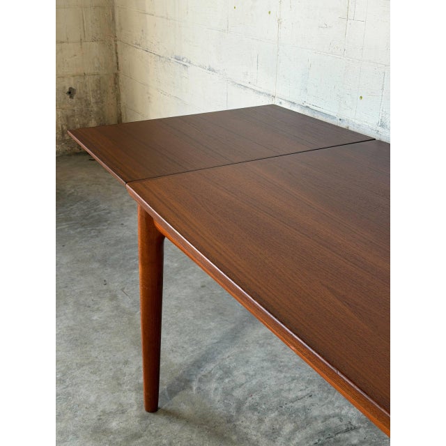 Teak Extendable Rectangular Dining Table With Two Leaves Danish Mid-Century Modern 1960s For Sale - Image 9 of 11