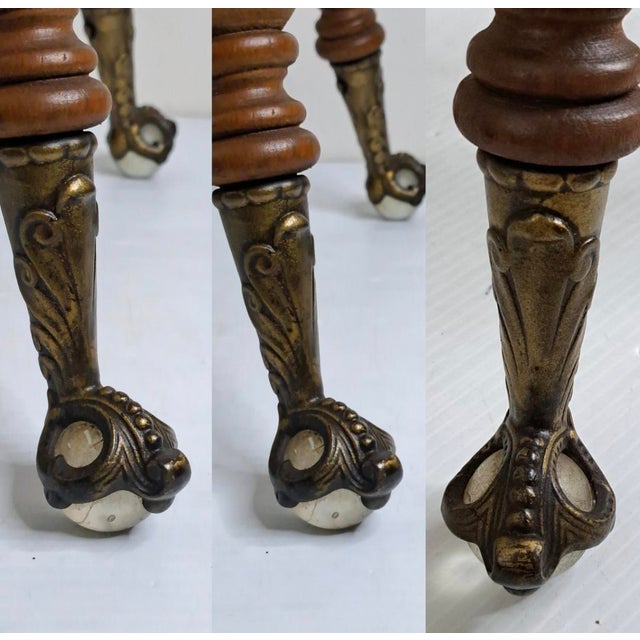 Antique H. Holtzman & Sons Victorian Adjustable Swivel Piano Stool With Glass Ball Claw Feet For Sale - Image 13 of 17