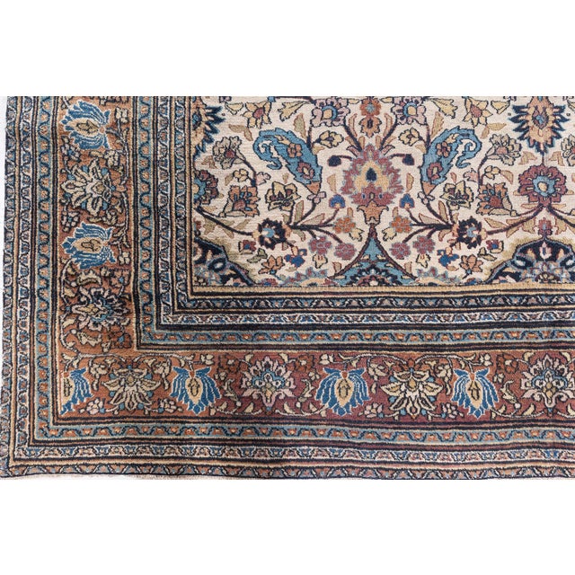 Persian Authentic 1900s Persian Meshad Handmade Wool Rug For Sale - Image 3 of 9