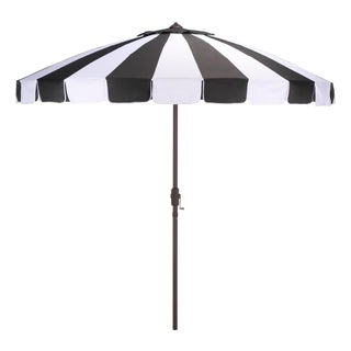 Buti 9 Ft Crank Umbrella, Black Cabana Stripe/Brown Pole For Sale