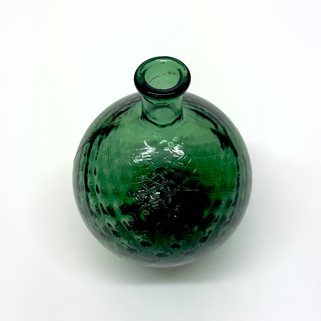 Mid-Century Modern Mid 20th Century Mixed Greens Textured Glass Vessel Curation - Set of 6 For Sale - Image 3 of 9