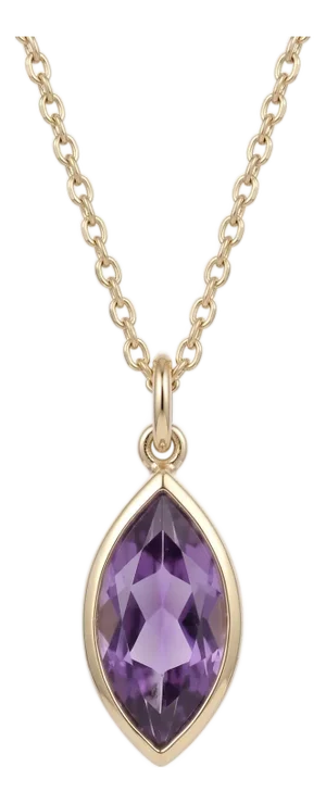 Genuine Amethyst Pendant Necklace – Minimalist Febraury Birthstone Necklace for Woman