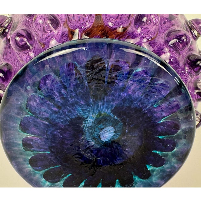 Late 20th Century Blue and Purple Hobnail Art Glass Bud Vase For Sale - Image 9 of 11
