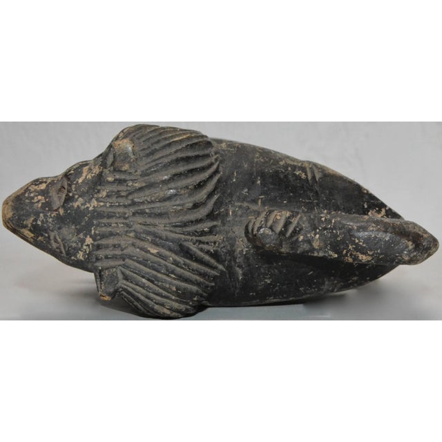 French Early 19th Century Antique Wooden Lion on Red Ball Carving For Sale - Image 3 of 9