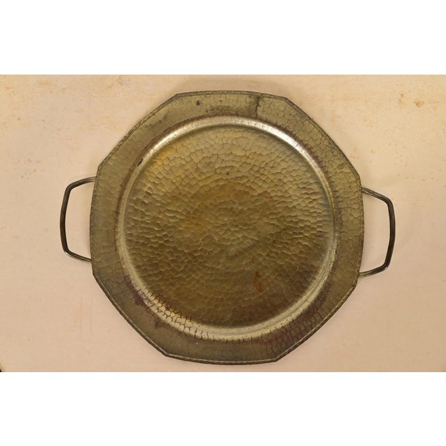 Roycroft Arts & Crafts Brass Finished Hammered Copper Handled Tray, 1920s For Sale - Image 14 of 14