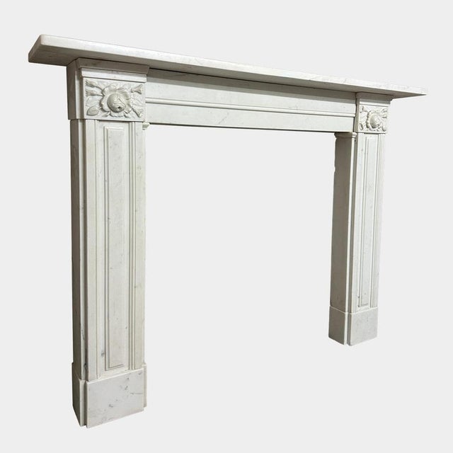 Antique English Regency Statuary Fireplace Mantel in White Marble, 1830 For Sale - Image 6 of 10