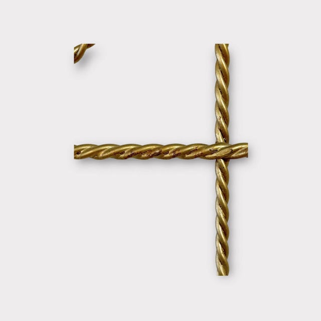 Mid 20th Century Vintage Italian Hollywood Regency Gilt Rope Wall Shelf With Glass Shelf & Towel Bar For Sale - Image 5 of 9